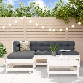 5-teiliges Gartenmöbel-Set und weiße Massivholzkissen von vidaXL, Gartensets - Ref: Foro24-3186047, Preis: 399,69 €, Rabatt: %