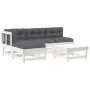 5-teiliges Gartenmöbel-Set und weiße Massivholzkissen von vidaXL, Gartensets - Ref: Foro24-3186040, Preis: 397,44 €, Rabatt: %