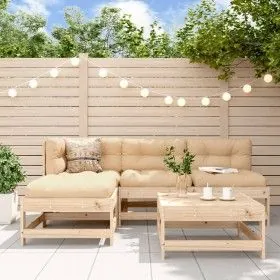 Gartenmöbel-Set 5-teilig und Kissen aus massivem Holz von vidaXL, Gartensets - Ref: Foro24-3186046, Preis: 351,31 €, Rabatt: %