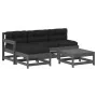 5-teiliges Gartenmöbel-Set und graue Massivholzkissen von vidaXL, Gartensets - Ref: Foro24-3186062, Preis: 433,37 €, Rabatt: %