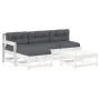 5-teiliges Gartenmöbel-Set und weiße Massivholzkissen von vidaXL, Gartensets - Ref: Foro24-3186061, Preis: 380,25 €, Rabatt: %