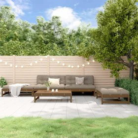 Garden furniture set 5 pieces and honey brown solid wood cushions by vidaXL, Garden sets - Ref: Foro24-3186119, Price: 972,80...