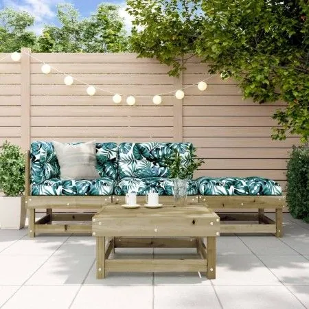 4-piece garden furniture set with impregnated pine wood cushions by vidaXL, Garden sets - Ref: Foro24-3186017, Price: 328,08 ...