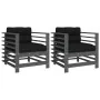 Garden armchairs with cushions 2 units solid gray pine wood by vidaXL, Modular outdoor sofas - Ref: Foro24-825676, Price: 171...