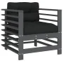 Garden armchairs with cushions 2 units solid gray pine wood by vidaXL, Modular outdoor sofas - Ref: Foro24-825676, Price: 171...