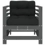 Garden armchairs with cushions 2 units solid gray pine wood by vidaXL, Modular outdoor sofas - Ref: Foro24-825676, Price: 171...