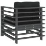 Garden armchairs with cushions 2 units solid gray pine wood by vidaXL, Modular outdoor sofas - Ref: Foro24-825676, Price: 171...