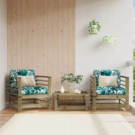 Garden armchairs with cushions 2 pcs impregnated pine wood by vidaXL, Modular outdoor sofas - Ref: Foro24-825680, Price: 153,...