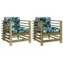 Garden armchairs with cushions 2 pcs impregnated pine wood by vidaXL, Modular outdoor sofas - Ref: Foro24-825680, Price: 153,...