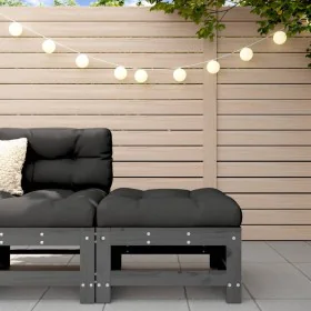 Gartenhocker mit Kissen aus massivem Kiefernholz in Grau von vidaXL, Modulare Sofas für den Außenbereich - Ref: Foro24-825669...