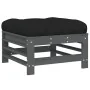 Gartenhocker mit Kissen aus massivem Kiefernholz in Grau von vidaXL, Modulare Sofas für den Außenbereich - Ref: Foro24-825669...