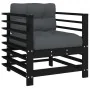 Garden armchairs with cushions 2 pcs solid black pine wood by vidaXL, Modular outdoor sofas - Ref: Foro24-825678, Price: 190,...