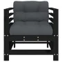 Garden armchairs with cushions 2 pcs solid black pine wood by vidaXL, Modular outdoor sofas - Ref: Foro24-825678, Price: 190,...