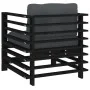Garden armchairs with cushions 2 pcs solid black pine wood by vidaXL, Modular outdoor sofas - Ref: Foro24-825678, Price: 190,...