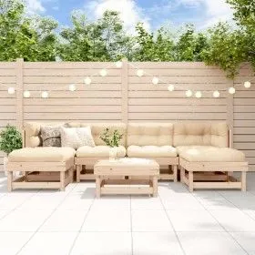 7-piece garden furniture set and solid wood cushions by vidaXL, Garden sets - Ref: Foro24-3185920, Price: 506,41 €, Discount: %