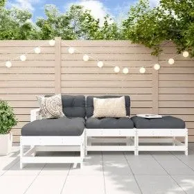 4-piece garden furniture set with solid white wood cushions by vidaXL, Garden sets - Ref: Foro24-3186019, Price: 311,83 €, Di...