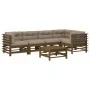Garden furniture set 6 pieces and honey brown solid wood cushions by vidaXL, Garden sets - Ref: Foro24-3186007, Price: 661,52...
