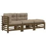 3-piece garden sofa set with honey brown wooden cushions by vidaXL, Garden sets - Ref: Foro24-3186035, Price: 325,74 €, Disco...