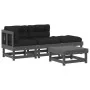 Juego de muebles de jardín 4 pzas y cojines madera maciza gris de vidaXL, Conjuntos de jardín - Ref: Foro24-3186013, Precio: ...