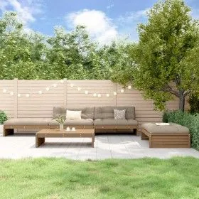 Gartenmöbel-Set 5-teilig und honigbraune Massivholzkissen von vidaXL, Gartensets - Ref: Foro24-3186147, Preis: 972,88 €, Raba...