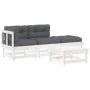 4-piece garden furniture set with solid white wood cushions by vidaXL, Garden sets - Ref: Foro24-3186012, Price: 316,34 €, Di...