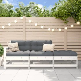 3-piece garden sofa set with solid white wood cushions by vidaXL, Modular outdoor sofas - Ref: Foro24-825598, Price: 248,85 €...