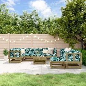 Gartenmöbel-Set 10-teilig und Kissen aus imprägniertem Kiefernholz von vidaXL, Gartensets - Ref: Foro24-3186080, Preis: 906,8...