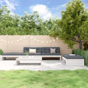 5-teiliges Gartenmöbel-Set und weiße Massivholzkissen von vidaXL, Gartensets - Ref: Foro24-3186145, Preis: 946,81 €, Rabatt: %