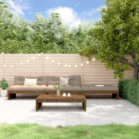 Garden furniture set 4 pieces and honey brown solid wood cushions by vidaXL, Garden sets - Ref: Foro24-3186140, Price: 811,37...