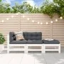 Gartensofa-Set 3-teilig und Kissen aus massivem Holz weiß von vidaXL, Gartensets - Ref: Foro24-3186033, Preis: 305,31 €, Raba...
