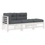Gartensofa-Set 3-teilig und Kissen aus massivem Holz weiß von vidaXL, Gartensets - Ref: Foro24-3186033, Preis: 305,31 €, Raba...