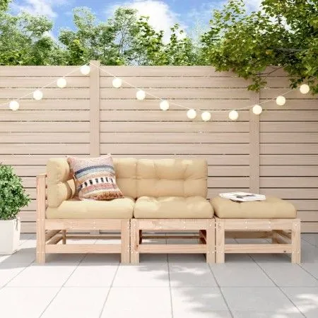 3-piece garden sofa set with solid wood cushions by vidaXL, Garden sets - Ref: Foro24-3186032, Price: 259,81 €, Discount: %