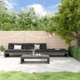 Gartenmöbel-Set 4-teilig und graue Massivholzkissen von vidaXL, Gartensets - Ref: Foro24-3186139, Preis: 811,92 €, Rabatt: %