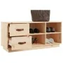 Banco zapatero madera maciza de pino 100x34x45 cm de vidaXL, Zapateros y organizadores de calzado - Ref: Foro24-820177, Preci...