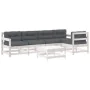 6-piece garden furniture set and white solid wood cushions by vidaXL, Garden sets - Ref: Foro24-3185991, Price: 514,72 €, Dis...