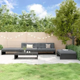 5-piece garden furniture set with solid wood black cushions by vidaXL, Garden sets - Ref: Foro24-3186148, Price: 957,39 €, Di...