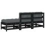 Gartensofa-Set 3-teilig mit Kissen aus massivem Holz schwarz von vidaXL, Modulare Sofas für den Außenbereich - Ref: Foro24-82...
