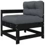 3-piece garden sofa set with solid black wood and cushions by vidaXL, Modular outdoor sofas - Ref: Foro24-825601, Price: 187,...