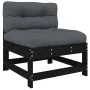 3-piece garden sofa set with solid black wood and cushions by vidaXL, Modular outdoor sofas - Ref: Foro24-825601, Price: 187,...
