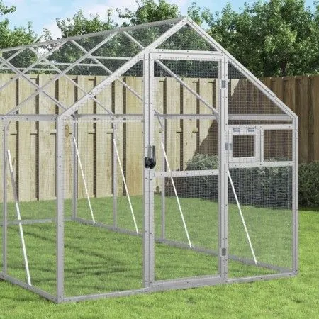 Silver aluminum birdhouse 1.79x10x1.85 m by vidaXL, Feet and bird cages - Ref: Foro24-3155800, Price: 740,75 €, Discount: %