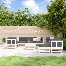 Garden furniture set 10 pieces and white solid wood cushions by vidaXL, Garden sets - Ref: Foro24-3186075, Price: 900,83 €, D...