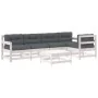 6-teiliges Gartenmöbel-Set und weiße Massivholzkissen von vidaXL, Gartensets - Ref: Foro24-3185998, Preis: 500,95 €, Rabatt: %