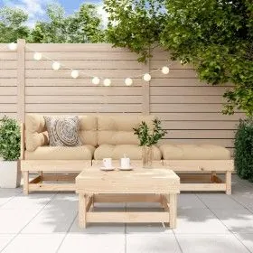 4-teiliges Gartenmöbel-Set und Massivholzkissen von vidaXL, Gartensets - Ref: Foro24-3186011, Preis: 319,97 €, Rabatt: %