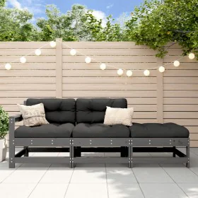 3-piece garden sofa set with gray solid wood cushions by vidaXL, Modular outdoor sofas - Ref: Foro24-825599, Price: 253,08 €,...