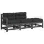 3-piece garden sofa set with gray solid wood cushions by vidaXL, Modular outdoor sofas - Ref: Foro24-825599, Price: 253,08 €,...