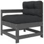 3-piece garden sofa set with gray solid wood cushions by vidaXL, Modular outdoor sofas - Ref: Foro24-825599, Price: 253,08 €,...