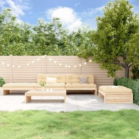 5-piece garden furniture set and solid wood cushions by vidaXL, Garden sets - Ref: Foro24-3186144, Price: 705,18 €, Discount: %