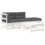 4-teiliges Gartenmöbel-Set und weiße Massivholzkissen von vidaXL, Gartensets - Ref: Foro24-3186026, Preis: 297,59 €, Rabatt: %