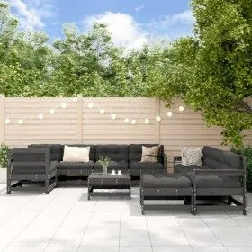 Garden furniture set 10 pieces and gray solid wood cushions by vidaXL, Garden sets - Ref: Foro24-3186083, Price: 947,67 €, Di...