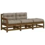 3-piece garden sofa set with honey brown wooden cushions by vidaXL, Modular outdoor sofas - Ref: Foro24-825600, Price: 267,23...